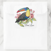 Toucan-Vogel mit Blume Quadratischer Aufkleber (Tasche)