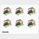 Toucan-Vogel mit Blume Quadratischer Aufkleber (Blatt)