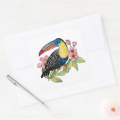 Toucan-Vogel mit Blume Quadratischer Aufkleber (Umschlag)