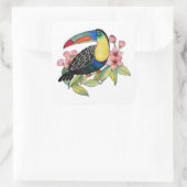 Toucan-Vogel mit Blume Quadratischer Aufkleber (Tasche)