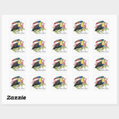 Toucan-Vogel mit Blume Quadratischer Aufkleber (Blatt)