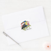 Toucan-Vogel mit Blume Quadratischer Aufkleber (Umschlag)