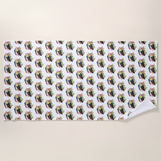 Toucan-Vogel mit Blume Strandtuch (Vorderseite)