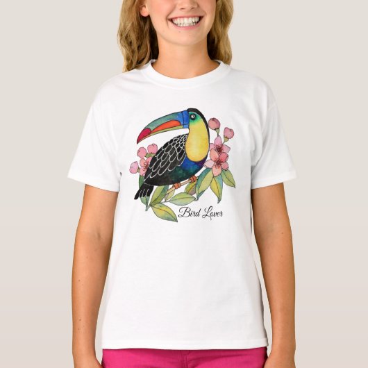 Toucan-Vogel mit Blume T-Shirt (Vorderseite)