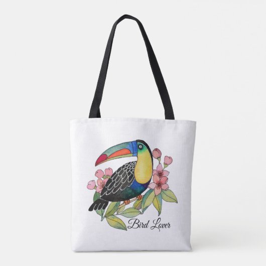 Toucan-Vogel mit Blume Tasche (Rückseite)
