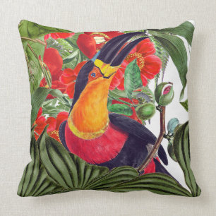 Toucan Vogel-Tier-Blumen-Tierethrow-Kissen Kissen