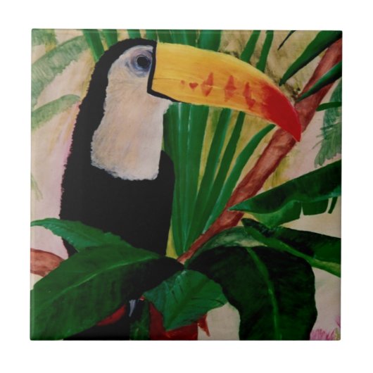 Toucan Vogel-Tier-Dschungel-tropische Fliese (Vorderseite)