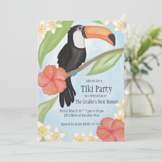 Toucan Watercolor Einladung (Stehend Vorderseite)