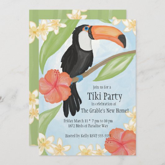 Toucan Watercolor Einladung (Vorne/Hinten)