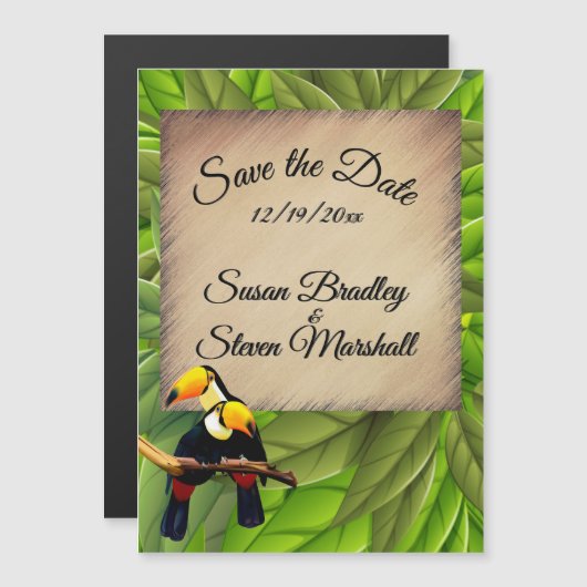 Toucan Wedding Save the Date Magneteinladung (Vorne/Hinten)