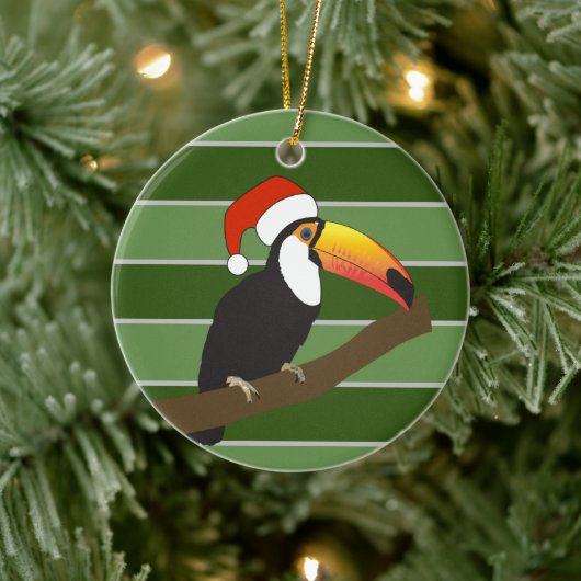 Toucan Weihnachtsmannmütze - WeihnachtsSpecial Keramik Ornament (Baum)