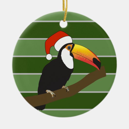 Toucan Weihnachtsmannmütze - WeihnachtsSpecial Keramik Ornament (Vorne)