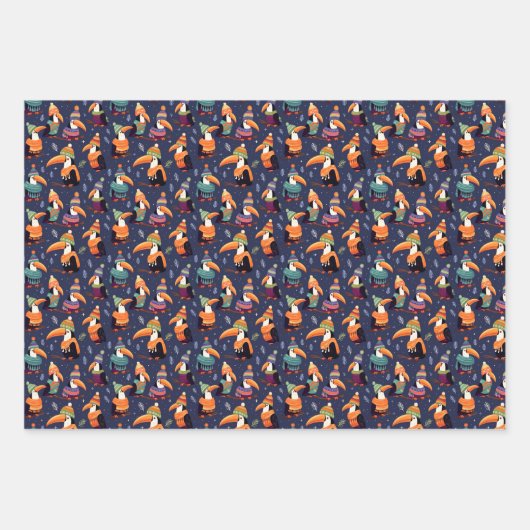 Toucan Weihnachtswrapping Paper Geschenkpapier Set (Vorderseite)