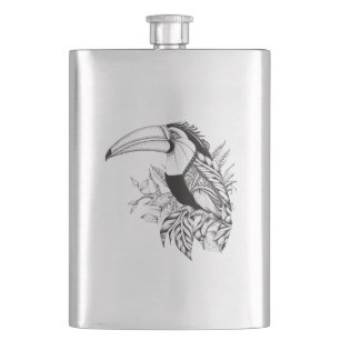 Toucan Wild Animal Nature Illustration Art Tattoo Flachmann