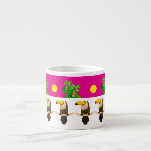 Toucans and Palm Trees Pink Espresso Cup Espressotasse (Vorderseite)