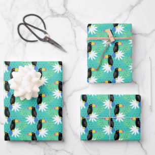 Toucans auf Aquamarin Geschenkpapier Set