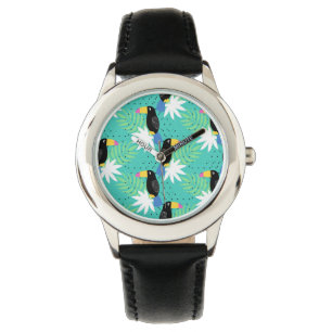 Toucans auf aquamarinem armbanduhr