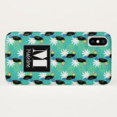 Toucans auf aquamarinem | Monogramm Case-Mate iPhone Hülle (Rückseite (Horizontal))