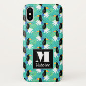 Toucans auf aquamarinem | Monogramm Case-Mate iPhone Hülle (Rückseite)
