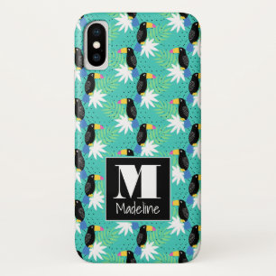 Toucans auf aquamarinem Monogramm Case-Mate iPhone Hülle