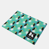 Toucans auf aquamarinem | Monogramm Fußmatte (Schrägansicht)