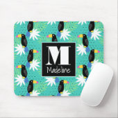 Toucans auf aquamarinem | Monogramm Mousepad (Mit Mouse)