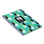 Toucans auf aquamarinem | Monogramm Notizblock (Rechte Seite)