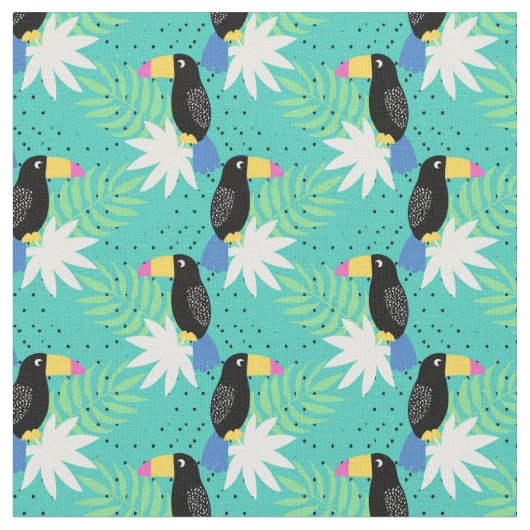 Toucans auf aquamarinem stoff (Nahaufnahme)
