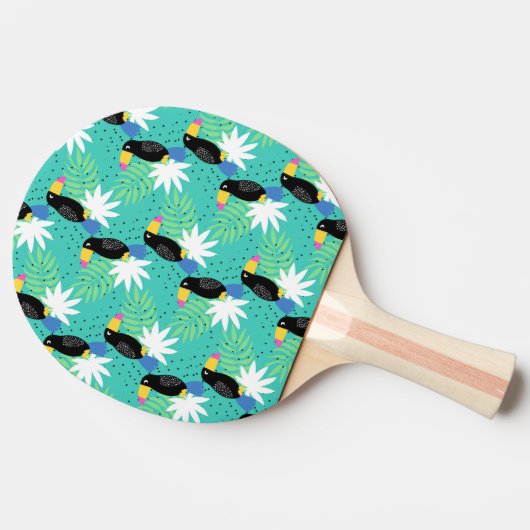 Toucans auf aquamarinem tischtennis schläger (Seitenansicht)