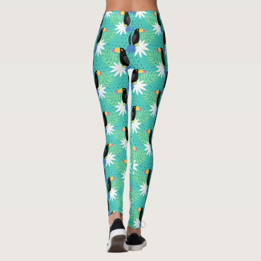 Toucans auf Aquamarinen Leggings (Rückseite)