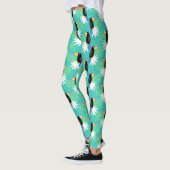 Toucans auf Aquamarinen Leggings (Links)