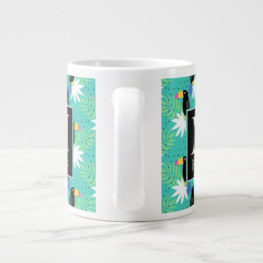 Toucans auf Aquamarinen| Monogramm Jumbo-Tasse (Rückseite)