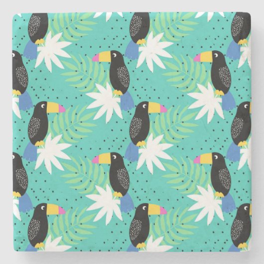 Toucans auf Aquamarinen Steinuntersetzer (Vorderseite)