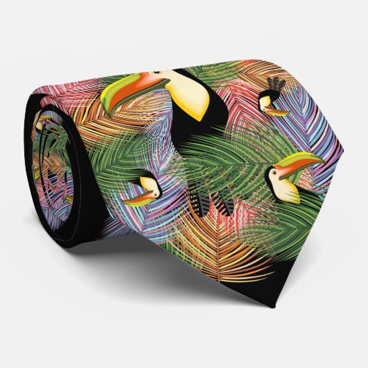 Toucans auf dem Dschungel Exotic Summer Pattern Krawatte (Gerollt)