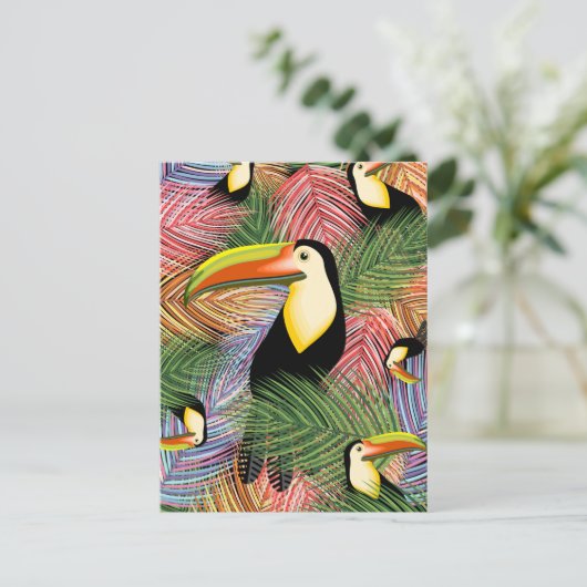 Toucans auf dem Dschungel Exotic Summer Pattern Postkarte (Stehend Vorderseite)