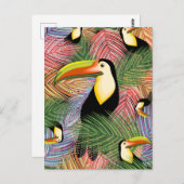 Toucans auf dem Dschungel Exotic Summer Pattern Postkarte (Vorne/Hinten)