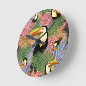 Toucans auf dem Dschungel Exotic Summer Pattern Runde Wanduhr (Winkel)
