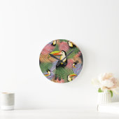 Toucans auf dem Dschungel Exotic Summer Pattern Runde Wanduhr (Zuhause)