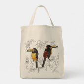 Toucans auf einer Grocerei-Tasche Tragetasche (Rückseite)