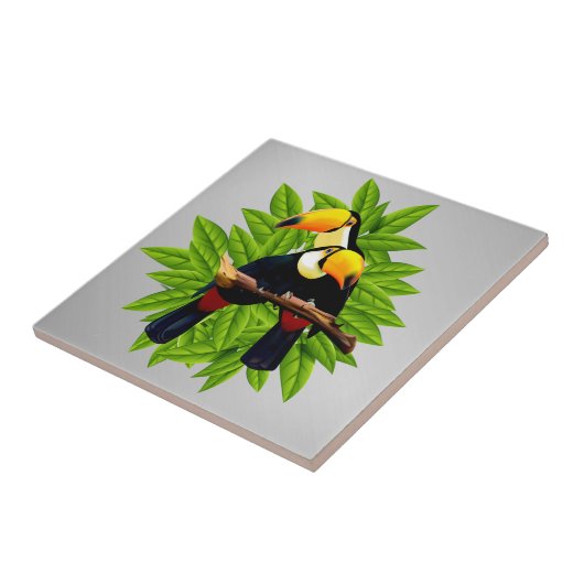 Toucans Exotic Birds on Silver Fliese (Seite)
