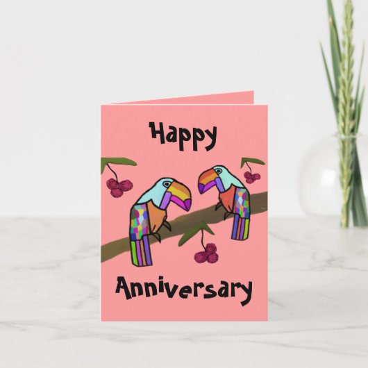 Toucans Happy Anniversary Karte (Vorderseite)