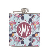 Toucans mit exotischem Monogramm der Blumen-| Flachmann (Vorderseite)