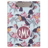 Toucans mit exotischem Monogramm der Blumen-| Klemmbrett (Vorderseite)