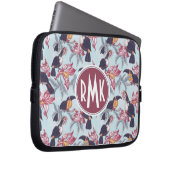 Toucans mit exotischem Monogramm der Blumen-| Laptopschutzhülle (Vorne Rechts)