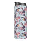 Toucans mit exotischem Monogramm der Blumen-| Thermosbecher (Nach rechts gedreht)