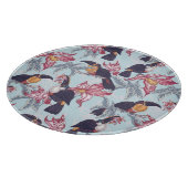Toucans mit exotischen Blumen Schneidebrett (Ecke)