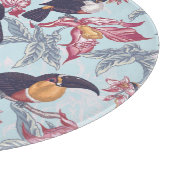 Toucans mit exotischen Blumen Schneidebrett (Ecke)