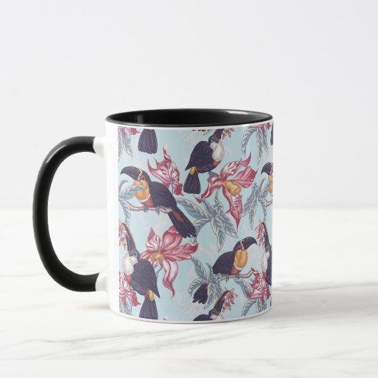 Toucans mit exotischen Blumen Tasse (Links)