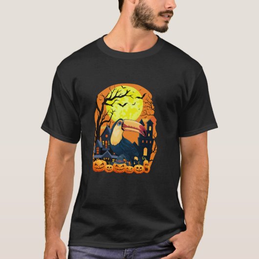 Toucans mit Pumpkins Funny Beängstigendes Hallowee T-Shirt (Vorderseite)
