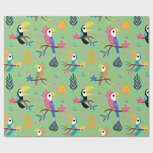 Toucans & Parrotts Geschenkpapier (Flach)